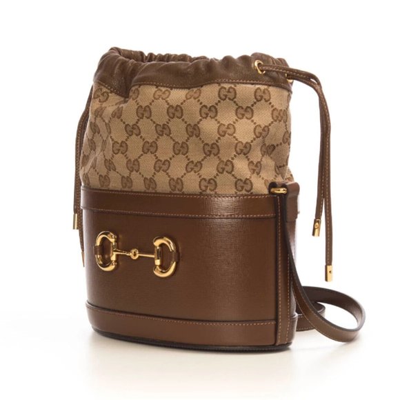 Gucci Brown Bucket GG Chocolate Horse Bit 1955 Calfskin Leather Handbag Bag NEW main image 6